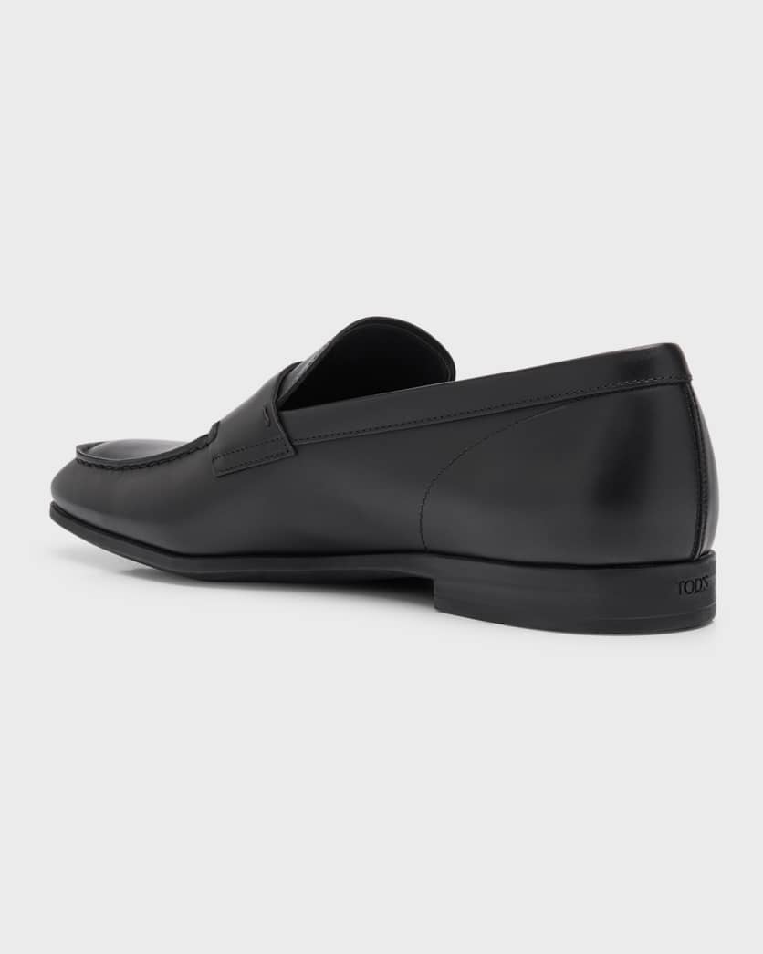 Men's Stamped-Logo Leather Penny Loafers