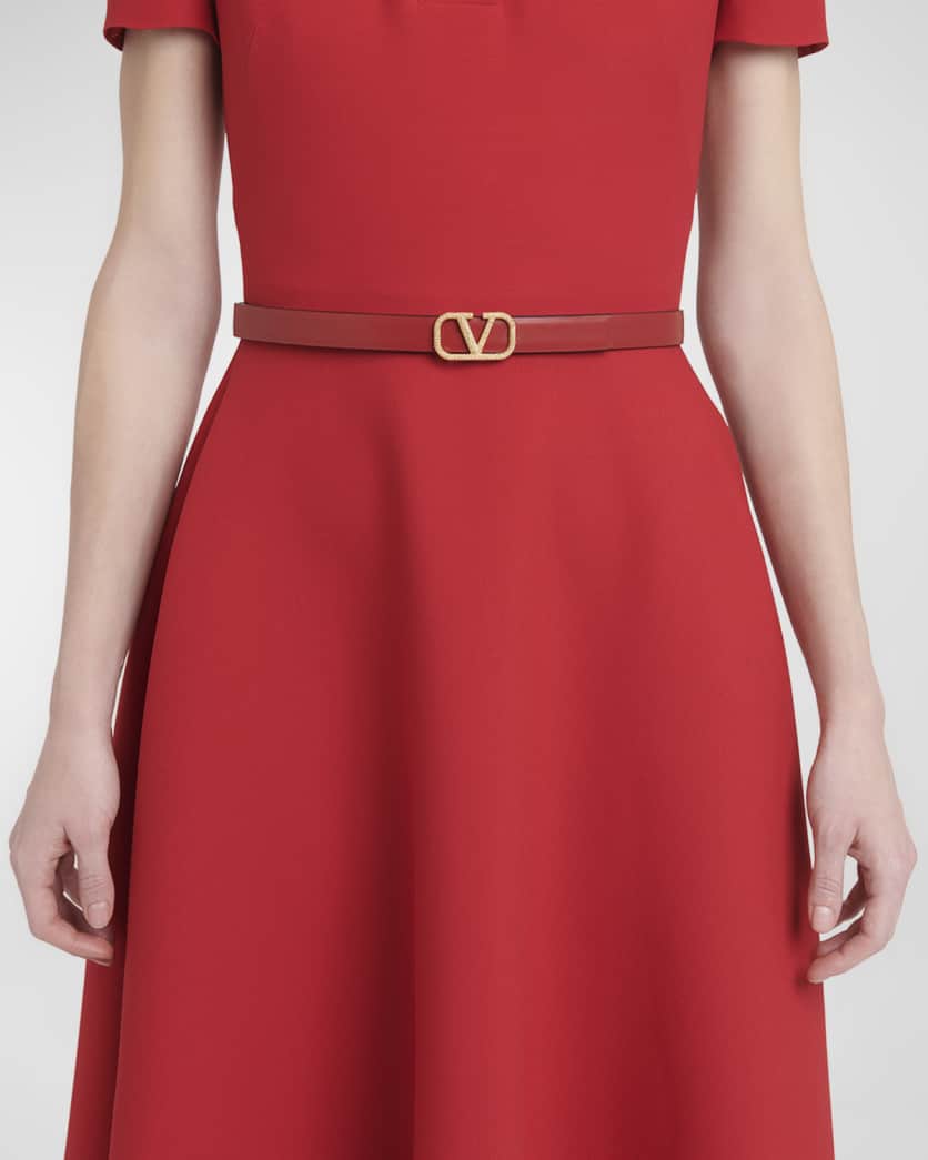 VLogo Signature Reversible Leather Skinny Belt, 20mm