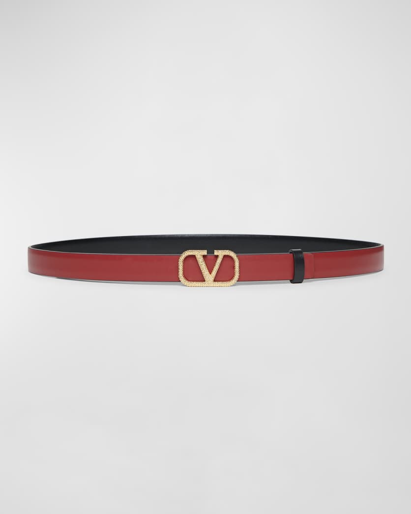 VLogo Signature Reversible Leather Skinny Belt, 20mm