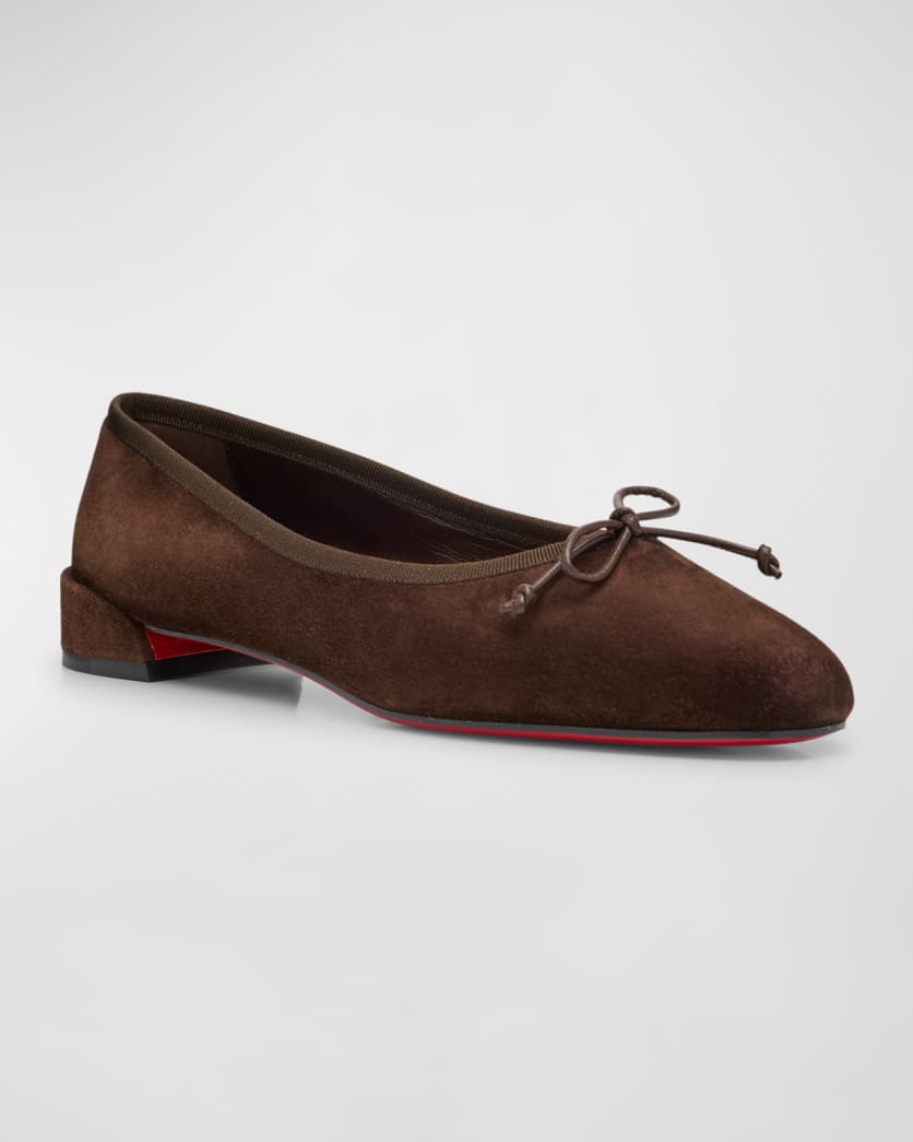 Sweetie Suede Bow Red Sole Ballerina Flats