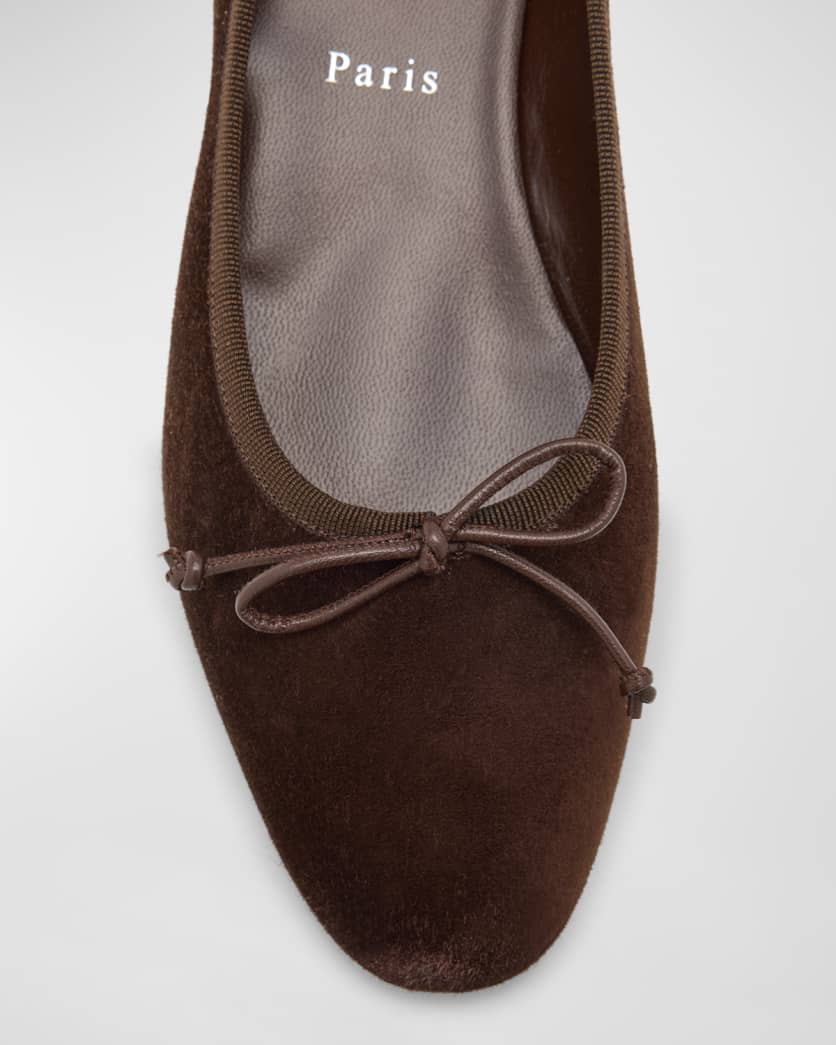 Sweetie Suede Bow Red Sole Ballerina Flats
