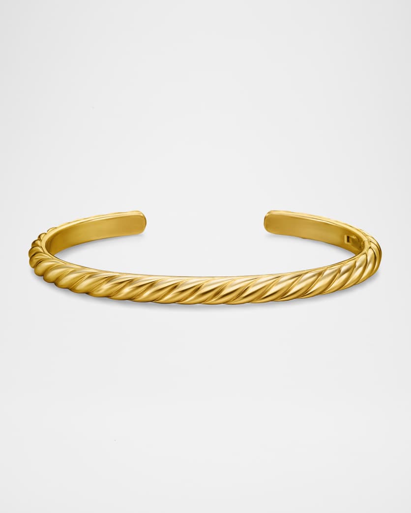 Men's Sculpted Cable Cuff Bracelet in 18K Gold, 5.5mm