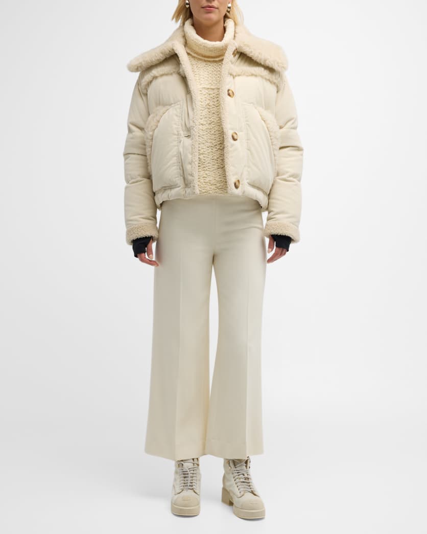 Caleu Corduroy Puffer Jacket with Shearling Trim