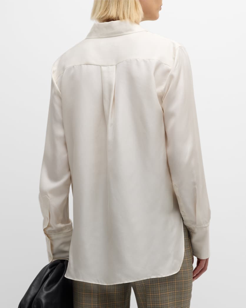Button-Down Silk Twill Blouse