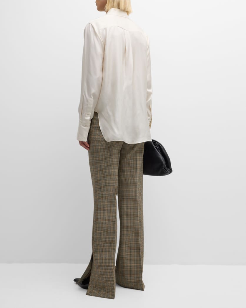 Button-Down Silk Twill Blouse