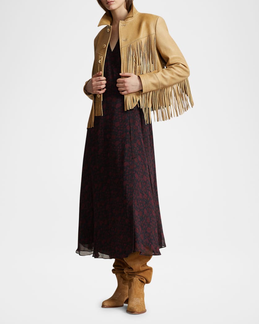 Fringe Waxed Leather Jacket