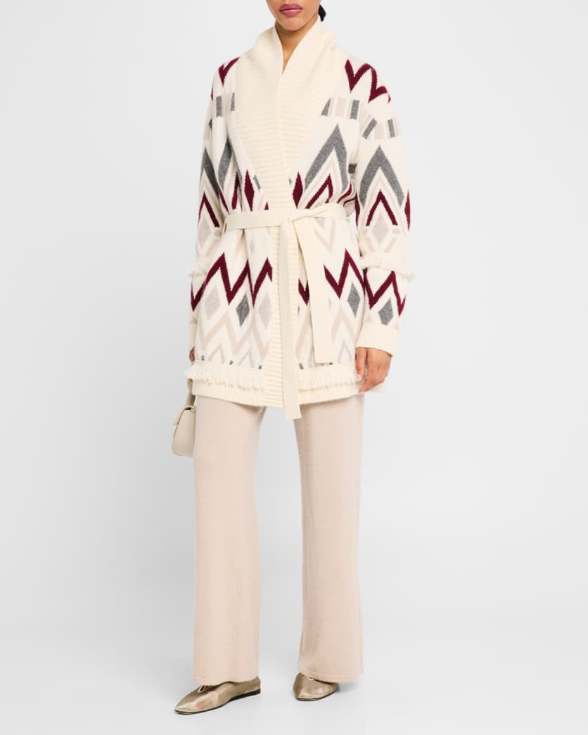 Cashmere Diamond Jacquard Intarsia Cardigan