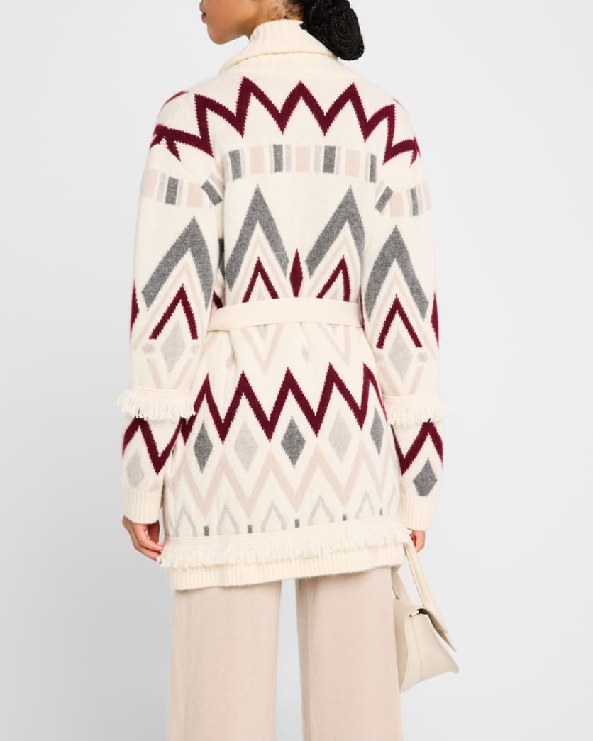Cashmere Diamond Jacquard Intarsia Cardigan