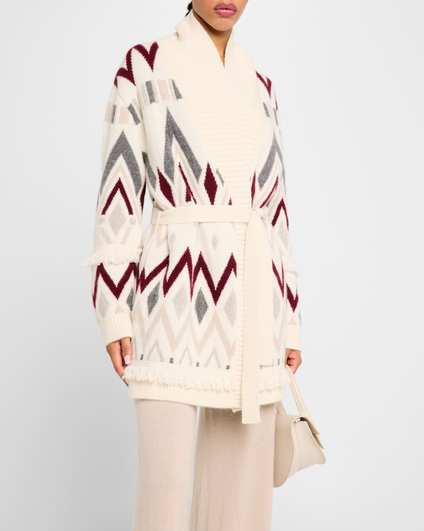 Cashmere Diamond Jacquard Intarsia Cardigan
