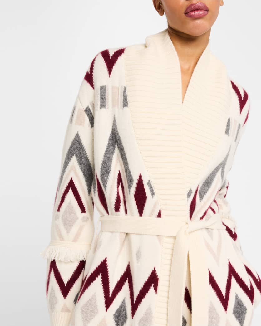 Cashmere Diamond Jacquard Intarsia Cardigan