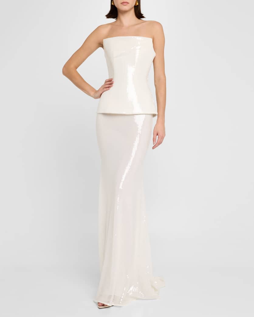 Strapless Longline Corset Sequin Gown