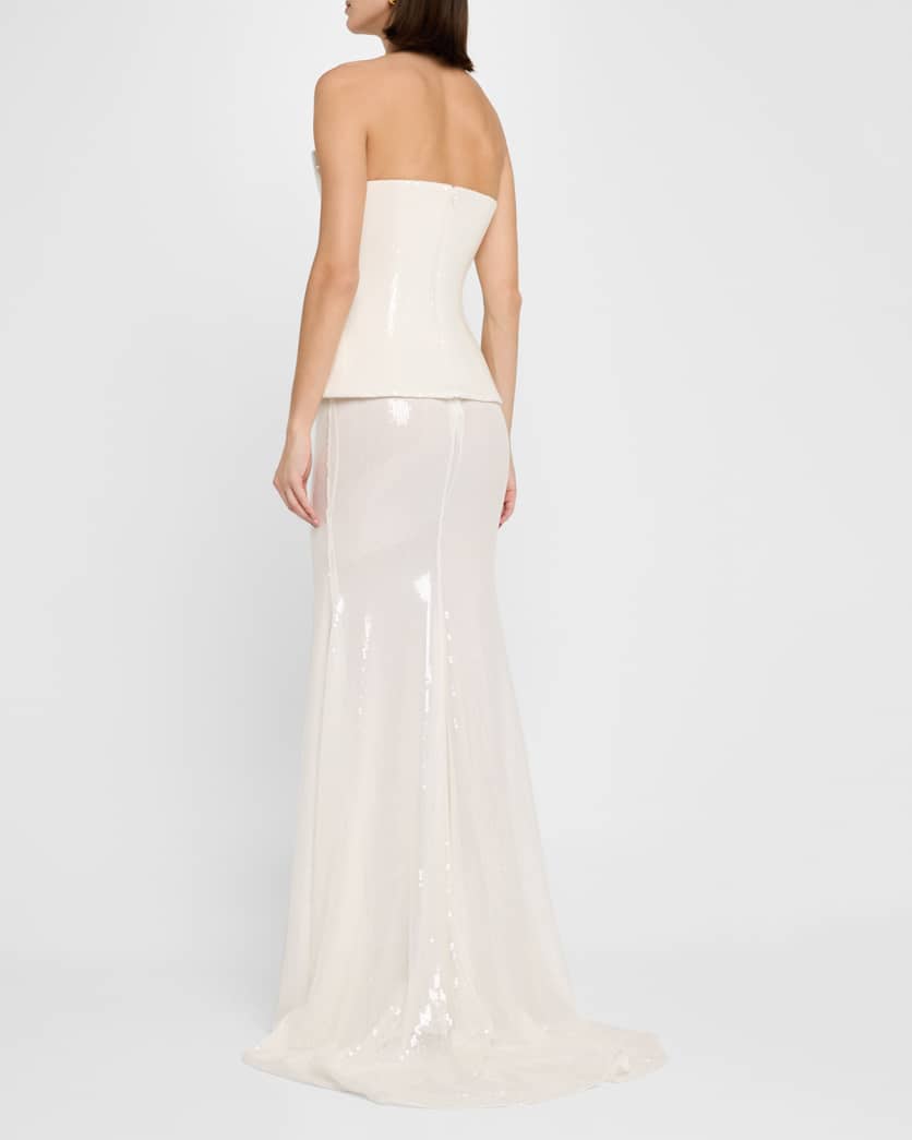 Strapless Longline Corset Sequin Gown