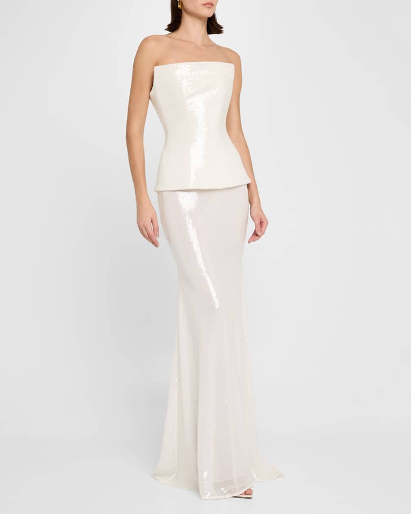 Strapless Longline Corset Sequin Gown