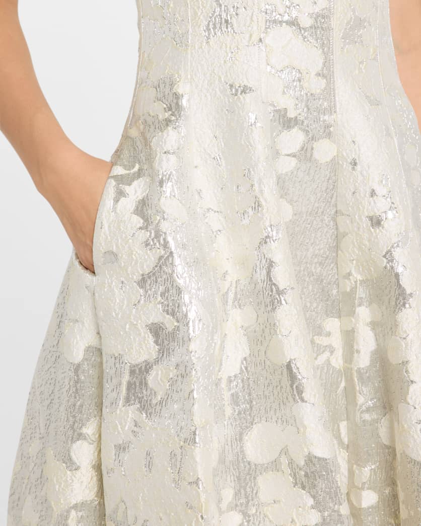 Octavia Strapless Metallic Jacquard Gown
