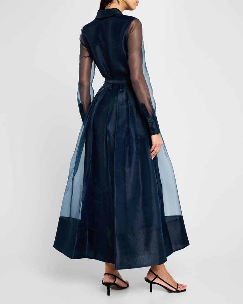 Montgomery Pleated Organza Maxi Shirtdress