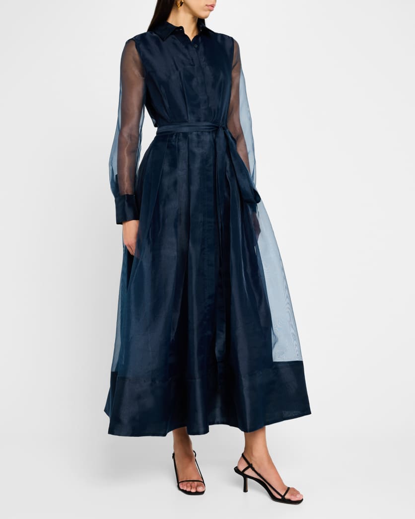 Montgomery Pleated Organza Maxi Shirtdress