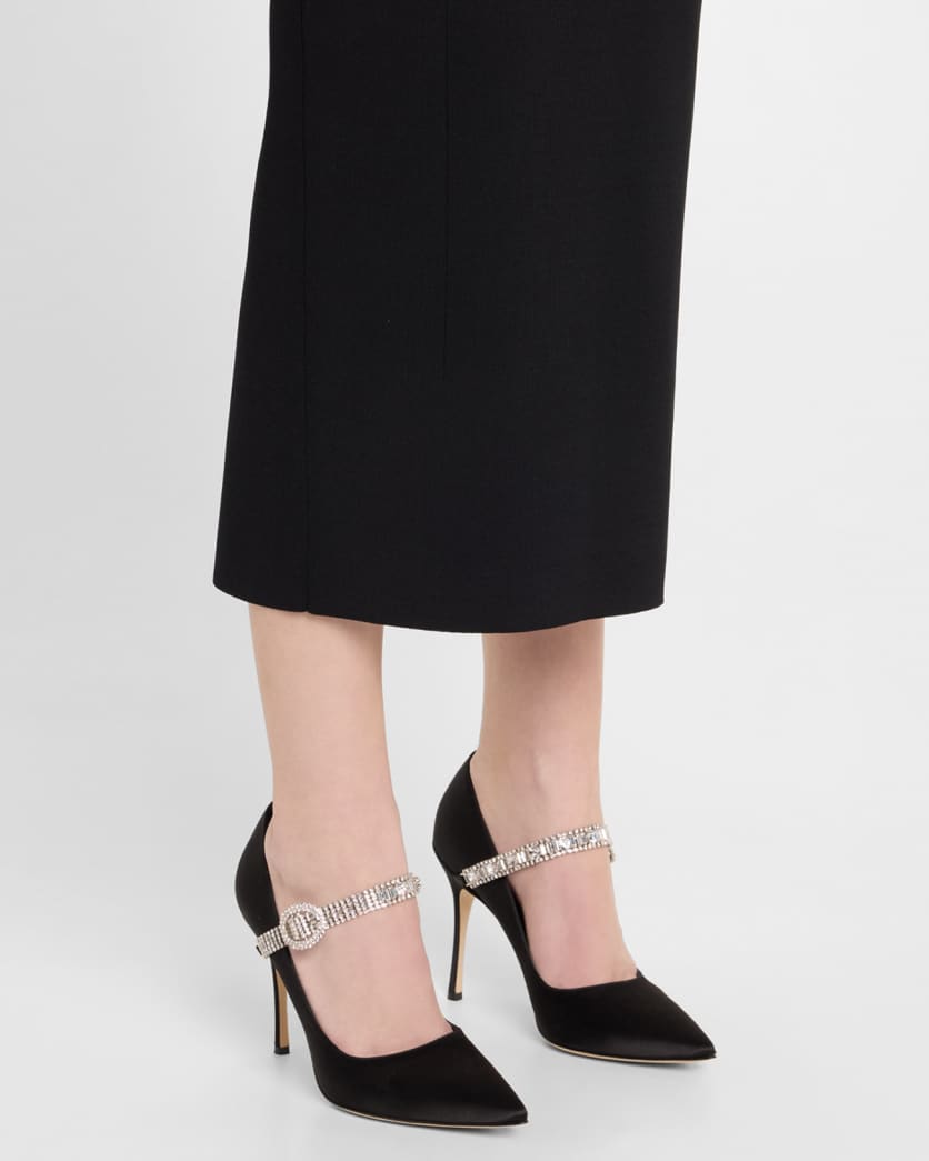 Hamedi Silk Crystal-Buckle Pumps