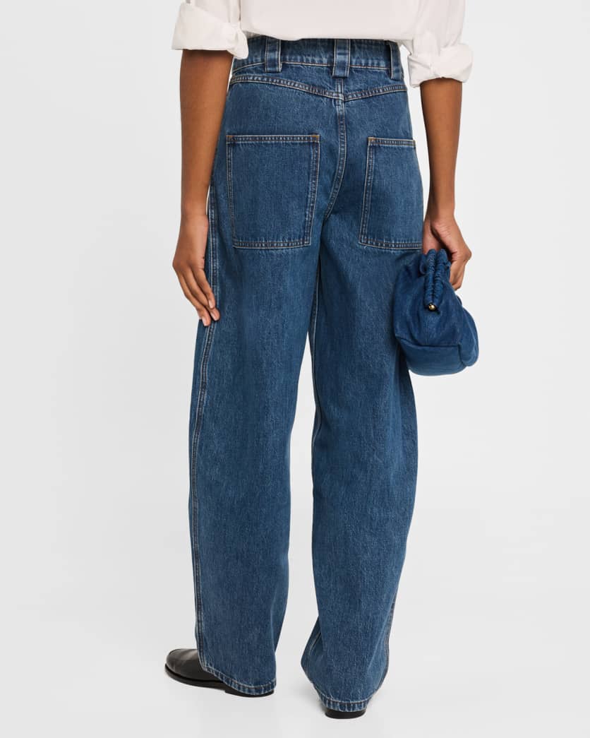 High-Rise Barrel-Leg Denim Pants