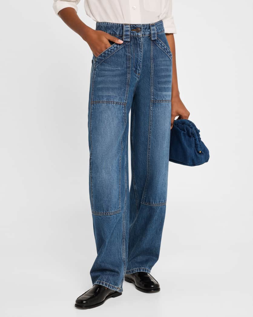 High-Rise Barrel-Leg Denim Pants