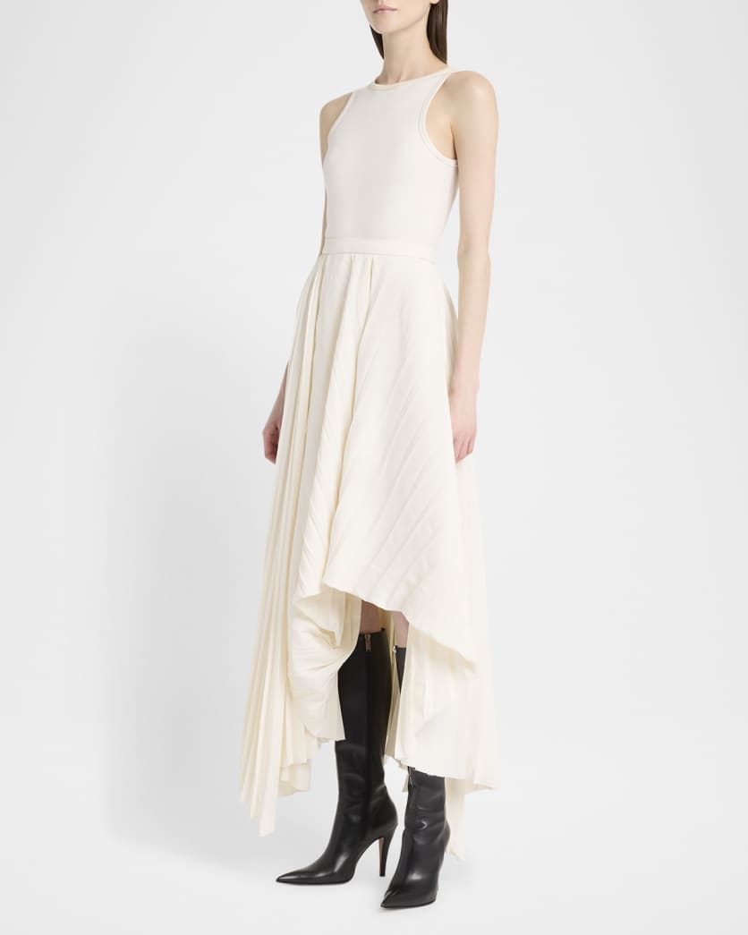Sleeveless Pleated Skirt Maxi Dress