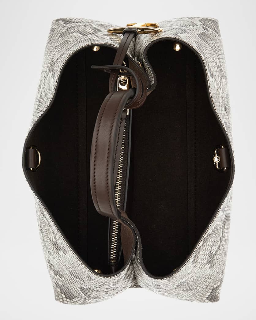 APA Snake-Embossed Leather Top-Handle Bag