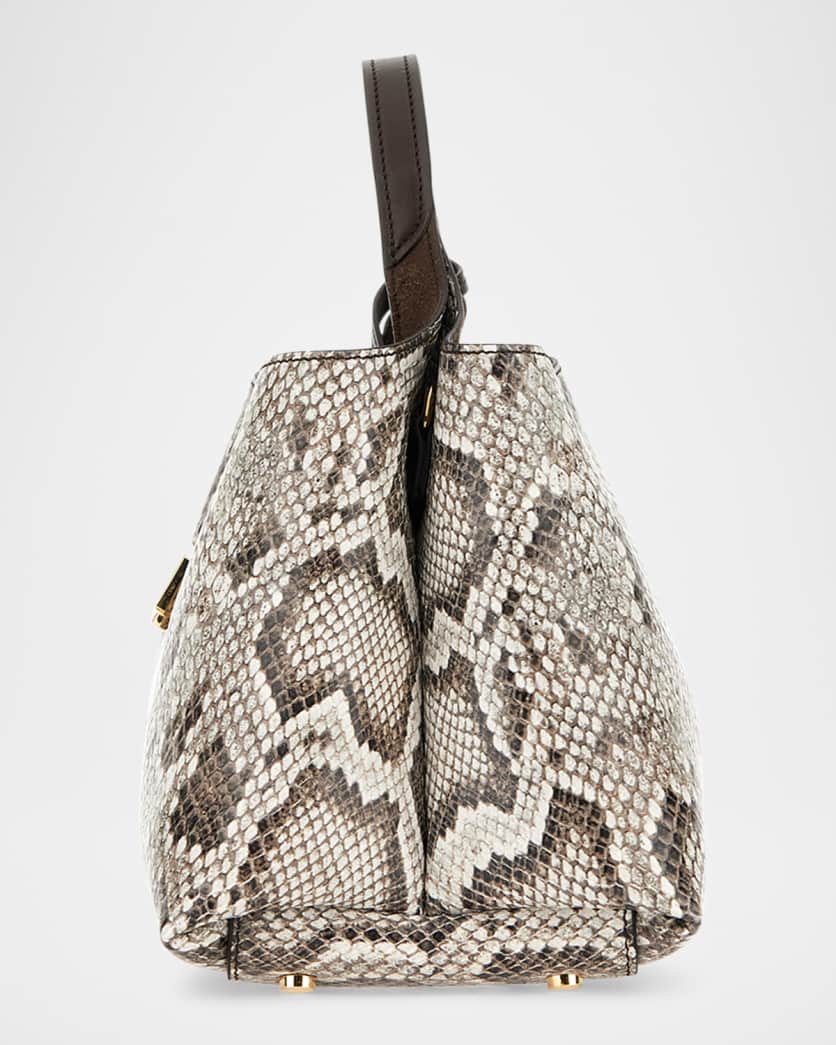 APA Snake-Embossed Leather Top-Handle Bag
