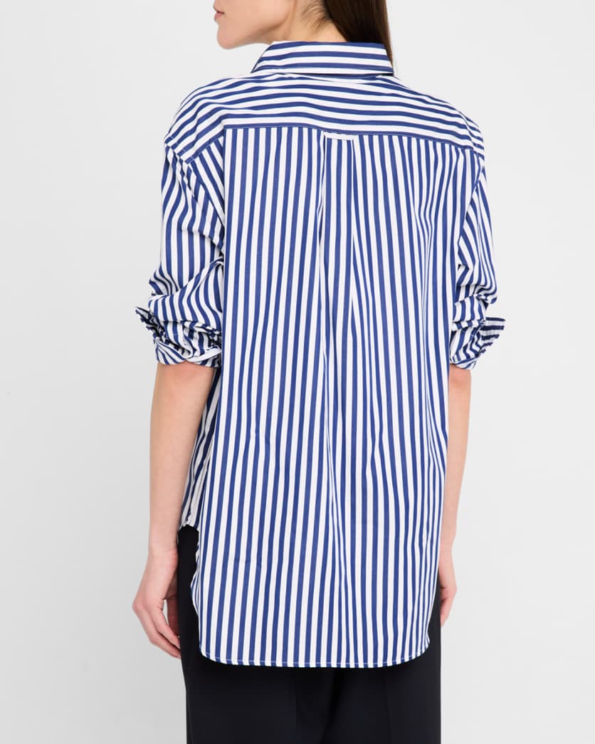 Oversize Fit Striped Cotton Shirt
