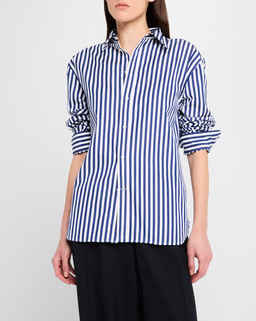 Oversize Fit Striped Cotton Shirt