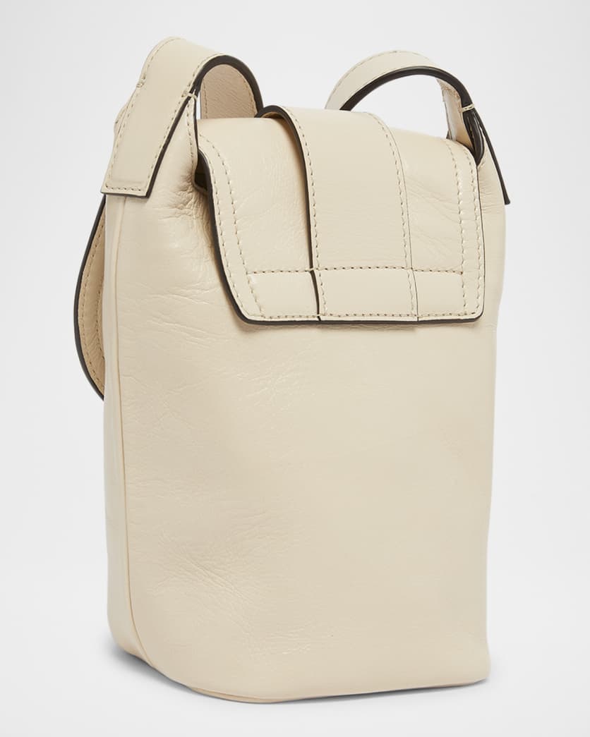 Camera Crossbody Bag in Natural Shiny Buffalo Leather