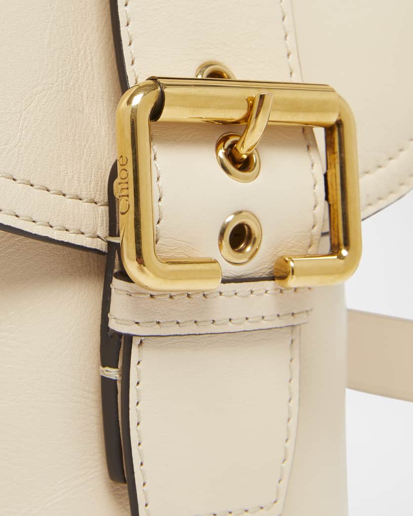 Camera Crossbody Bag in Natural Shiny Buffalo Leather