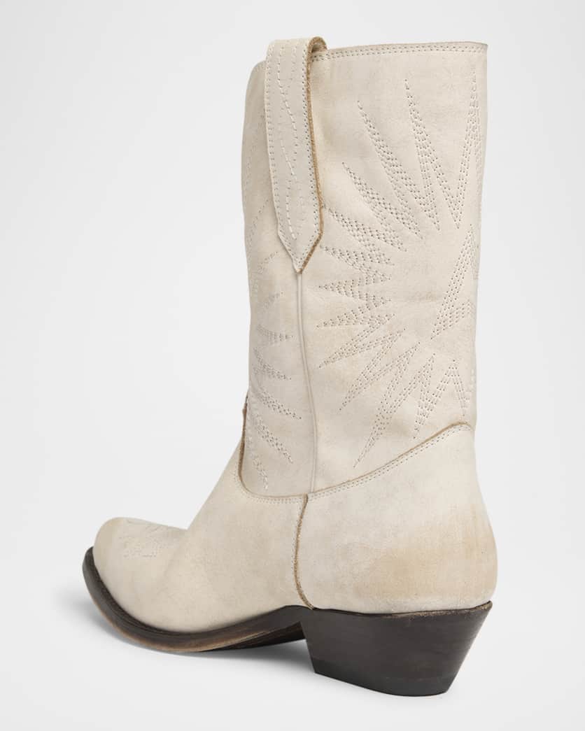 Wish Star Embroidered Suede Cowboy Boots