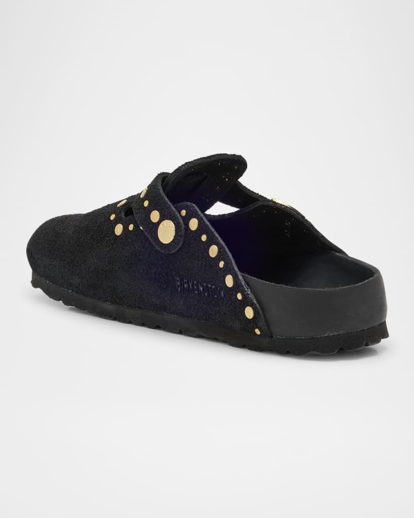 Boston Suede Stud Buckle Slide Clogs