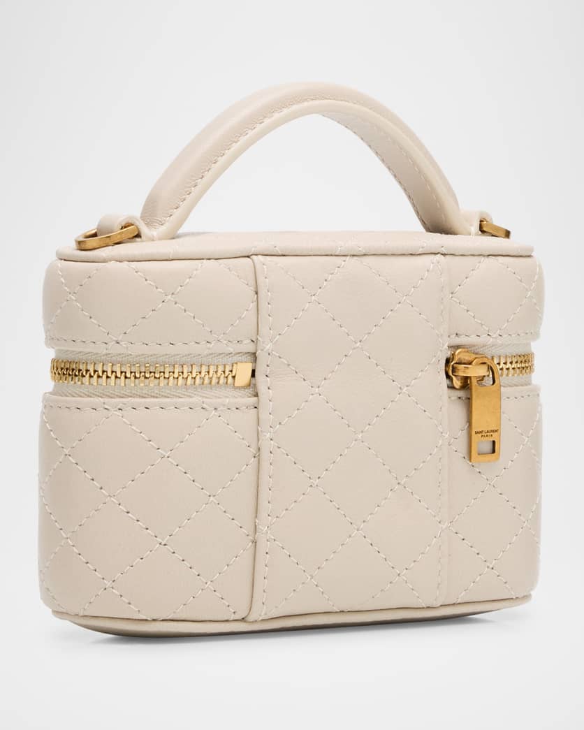 Micro Vanity Top-Handle Bag in Quilted Leather 