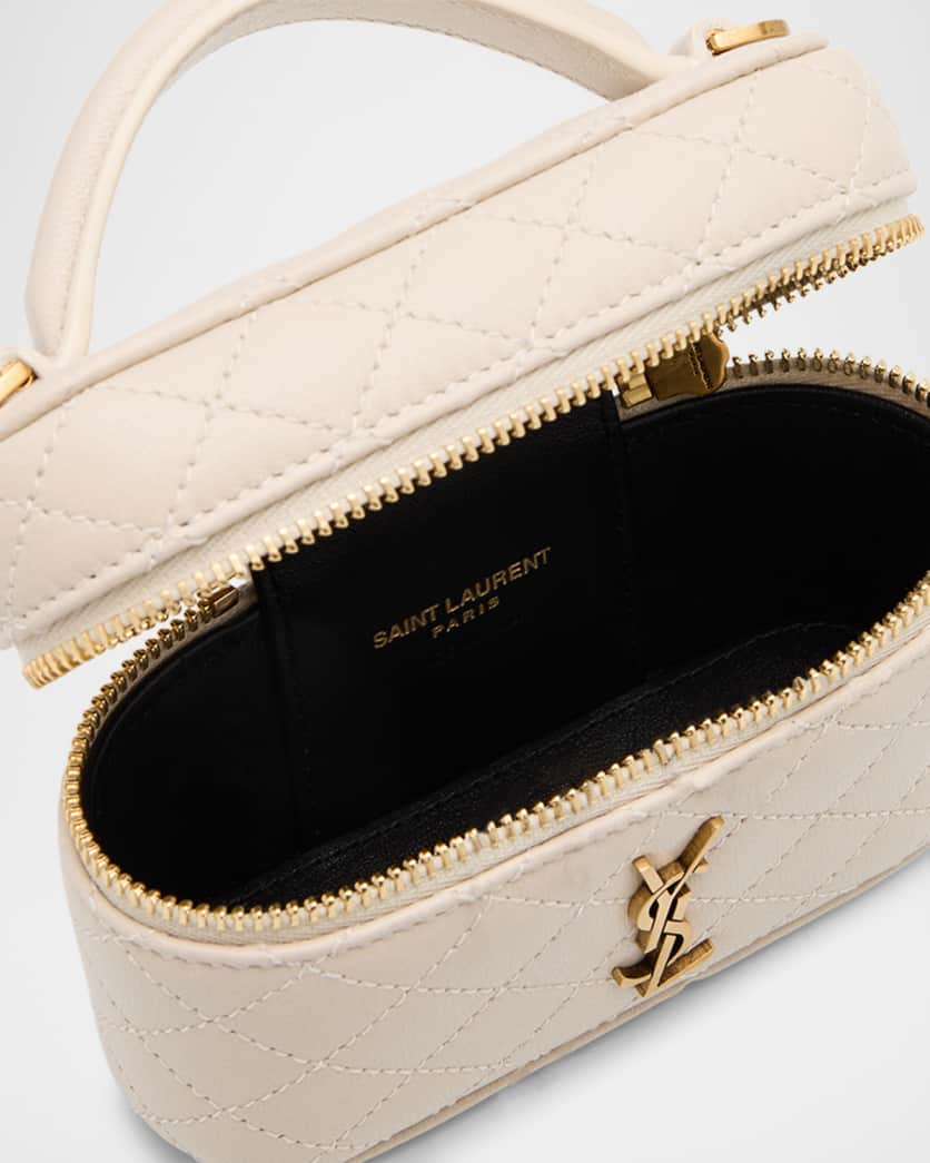 Micro Vanity Top-Handle Bag in Quilted Leather 