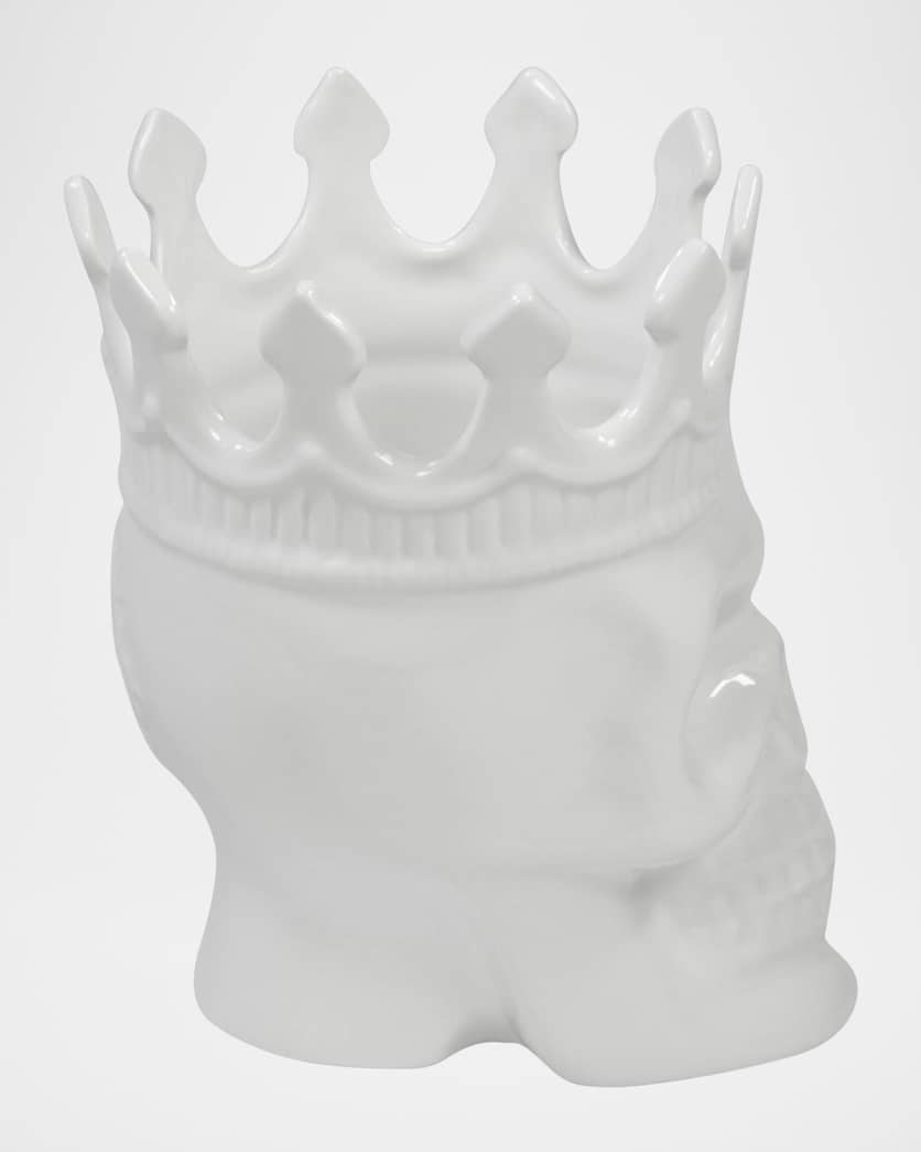 White Louise Skull Candle, 23.3 oz. - Rose de Vents Scent