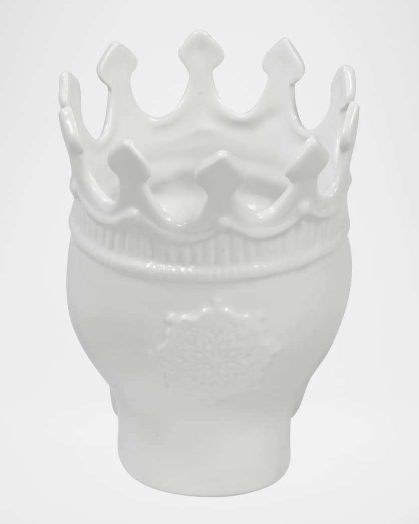 White Louise Skull Candle, 23.3 oz. - Rose de Vents Scent