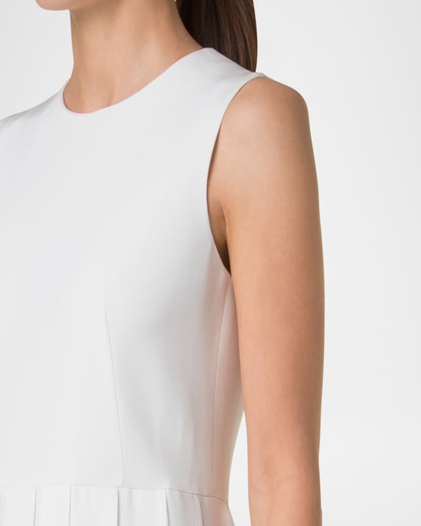 Sleeveless Pleated Ribbon Silk Crepe Gown