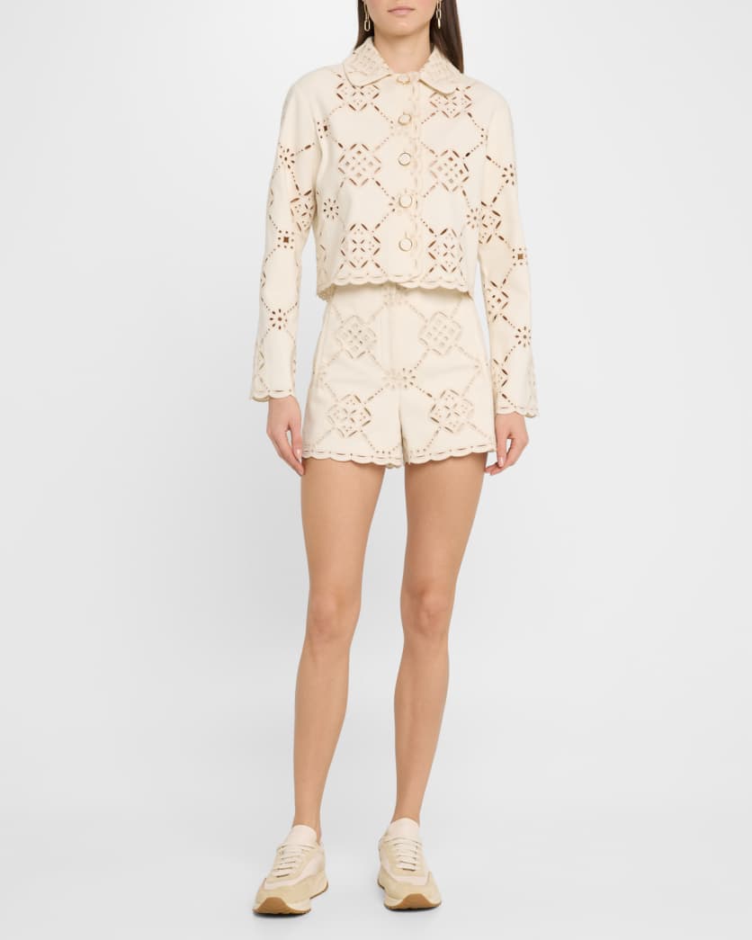 Adelaide Scalloped Eyelet-Embroidered Jacket