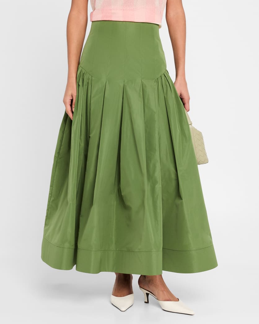 Drop-Waist Pleated Full Ankle Skirt 3