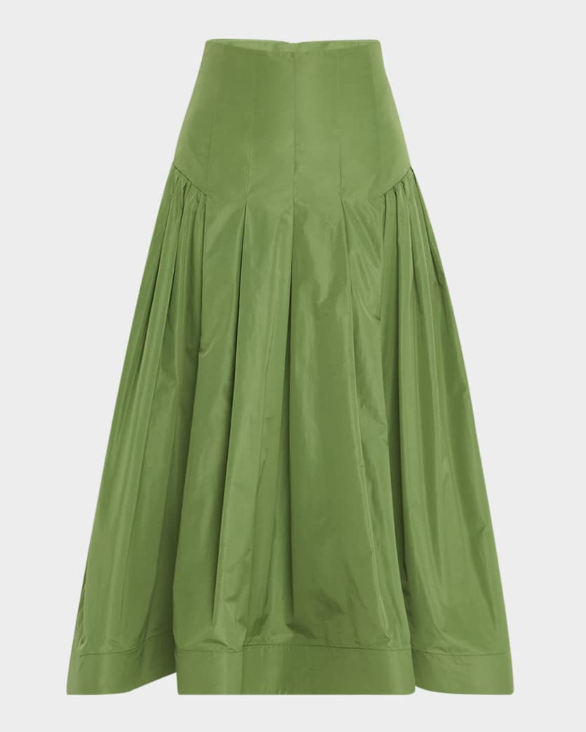 Drop-Waist Pleated Full Ankle Skirt 0
