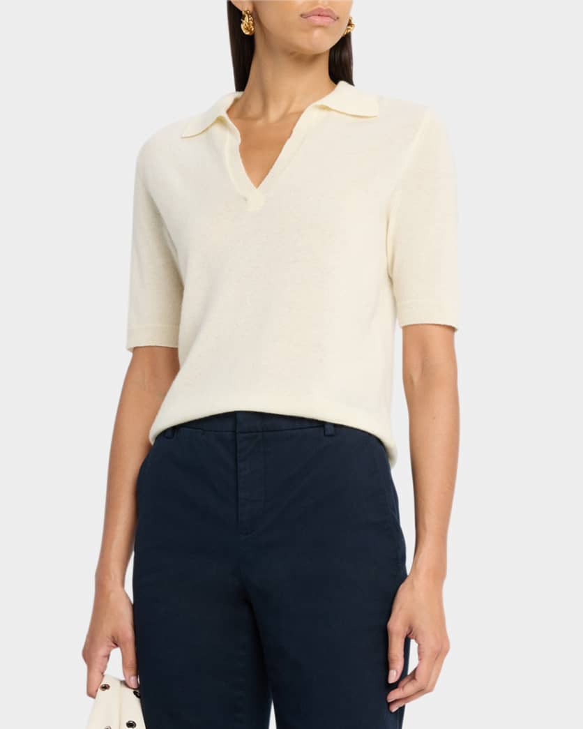 Mulberry Silk and Cashmere Polo Top