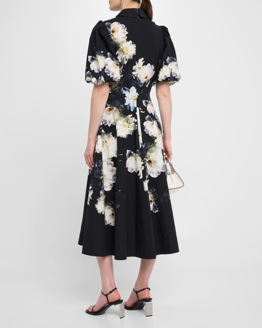 Floral-Print Cotton Midi Shirtdress