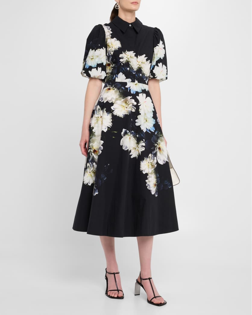 Floral-Print Cotton Midi Shirtdress