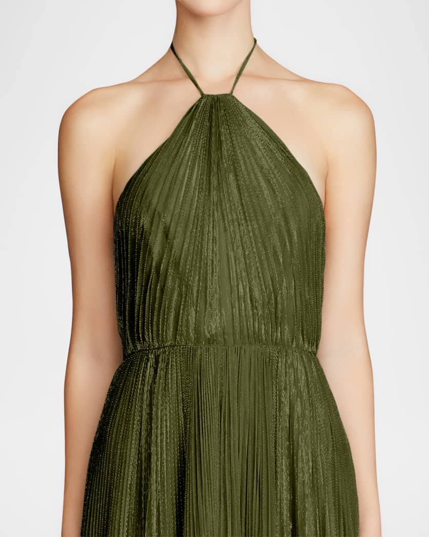 Marisol Pleated A-Line Halter Gown