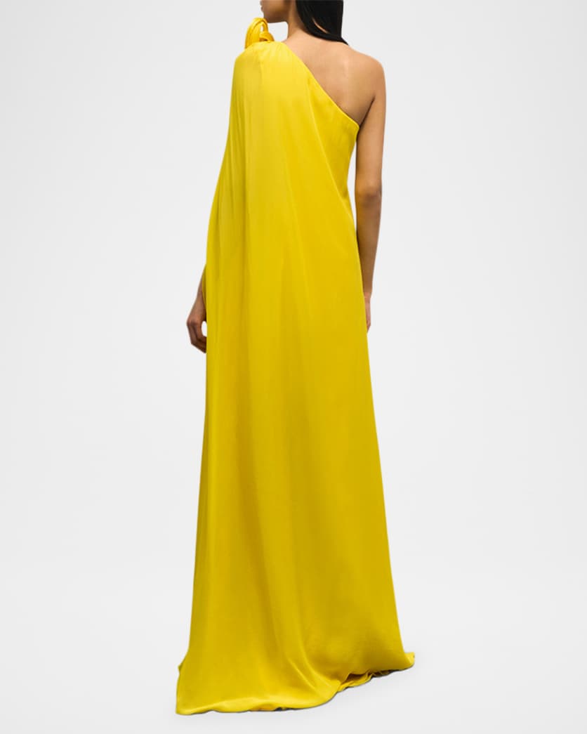 Solaris Sculpted One-Shoulder Cape Gown