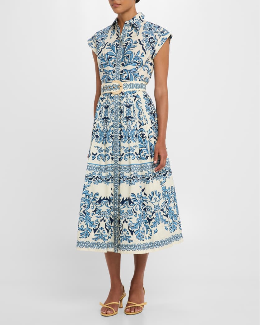 Octavia Floral Cap-Sleeve Dress
