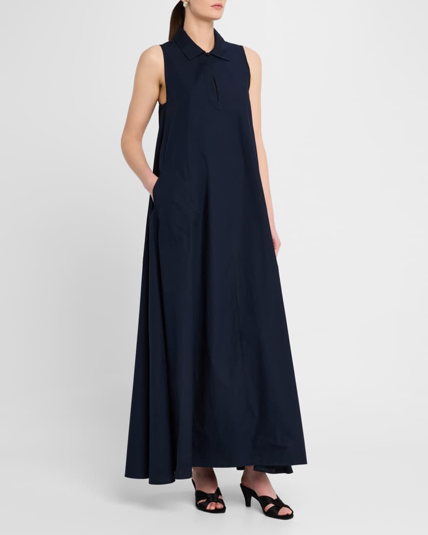 Trapeze Cotton Poplin Maxi Shirtdress