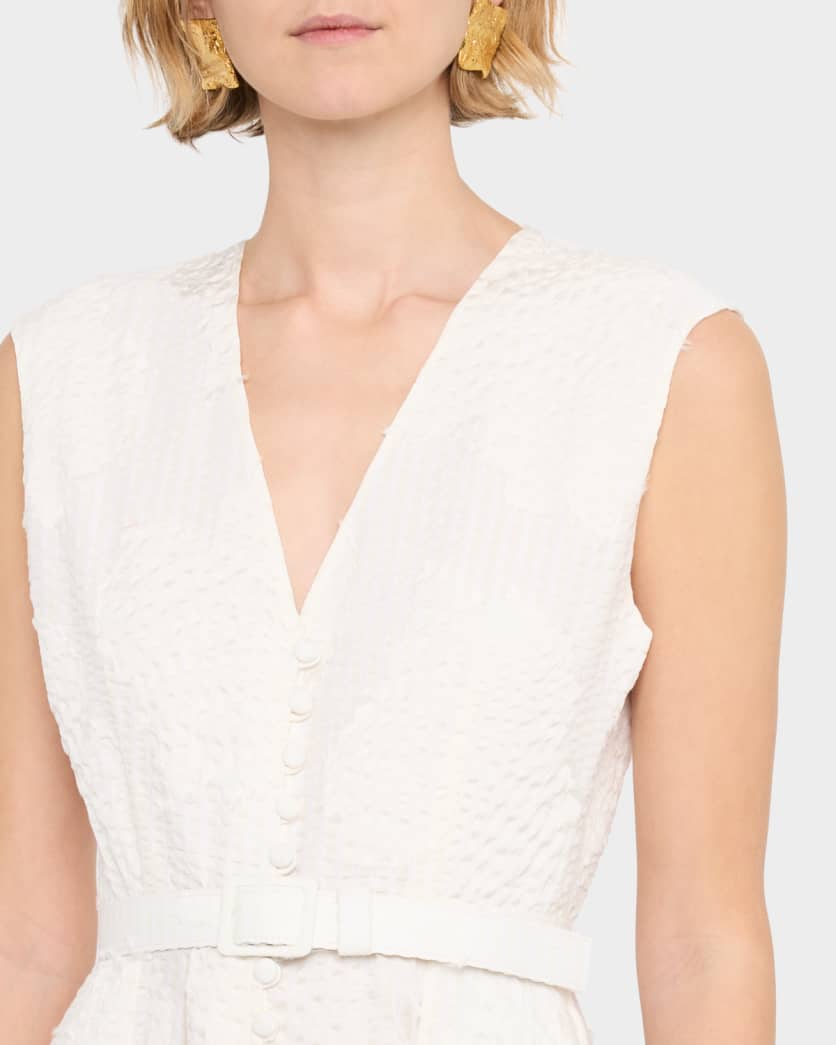 Caroline Seersucker Fil Coupe Poplin Maxi Dress