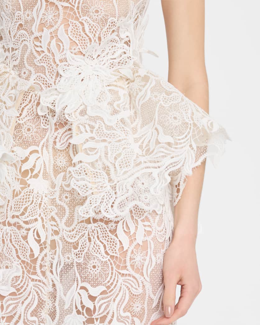 Nomad High-Low Floral Lace Halter Gown