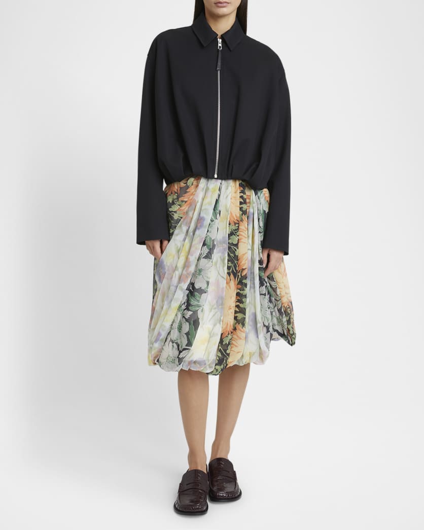 Gathered Zip-Up Jacket